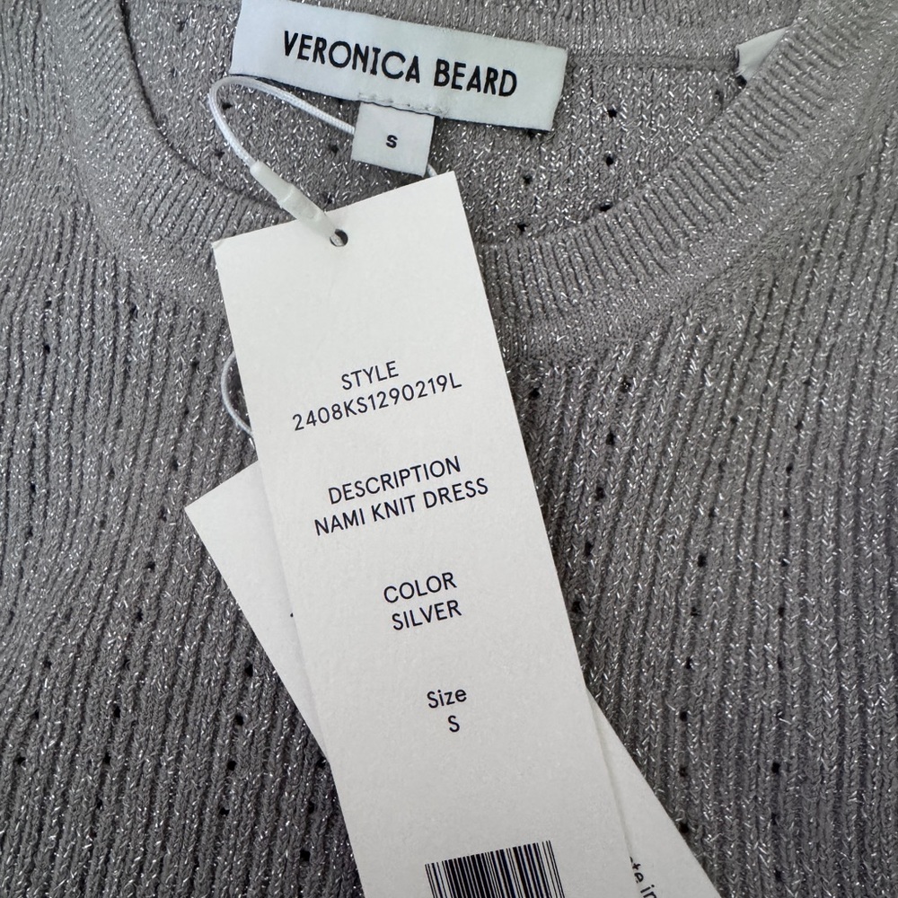 🩶 VERONICA BEARD Women’s Nami Metallic Knit Midi-Dress NWT - Picture 9 of 10